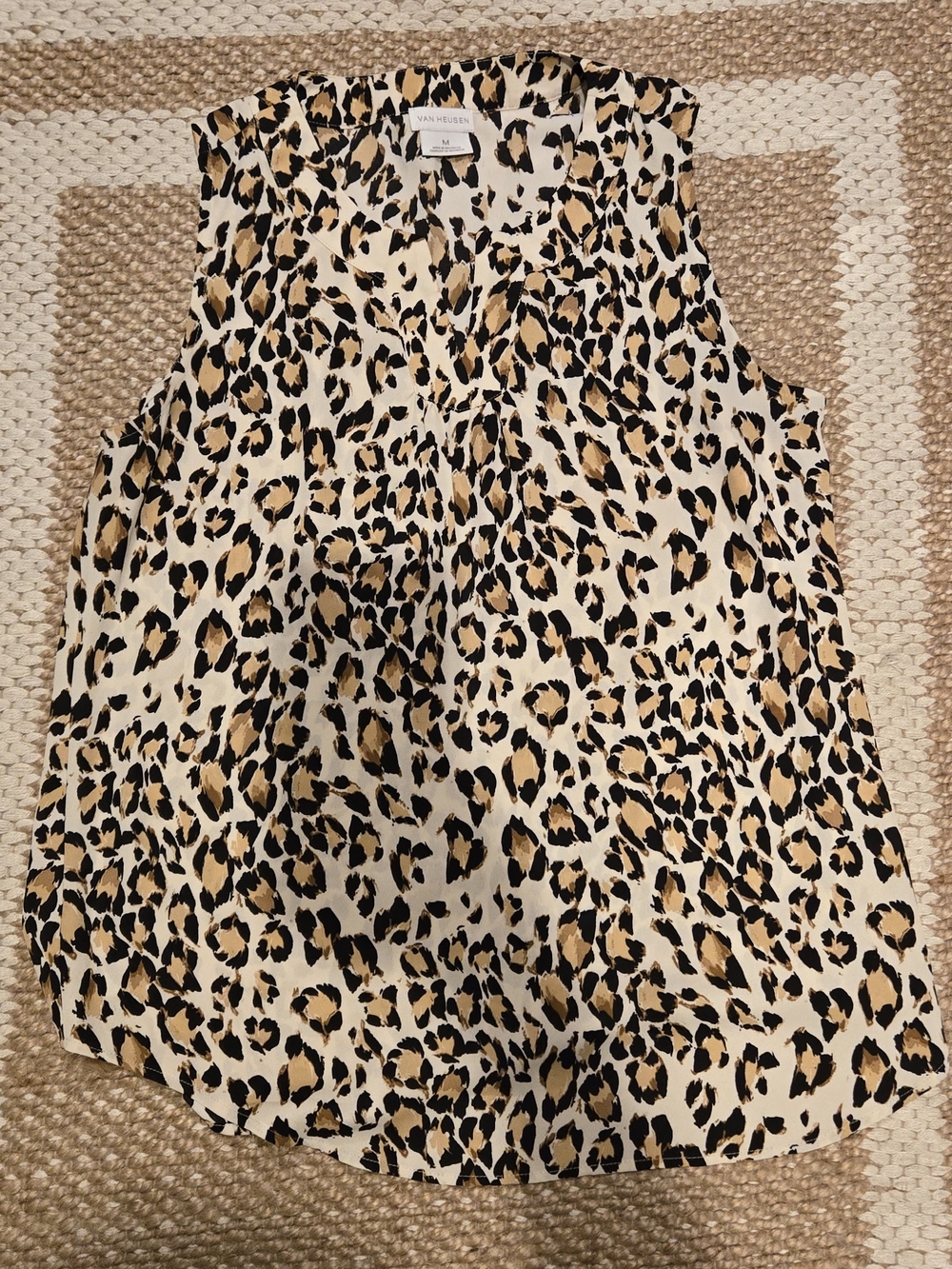Van Heusen Womens' Leopard Print Sleeveless Dress in Beige and Black